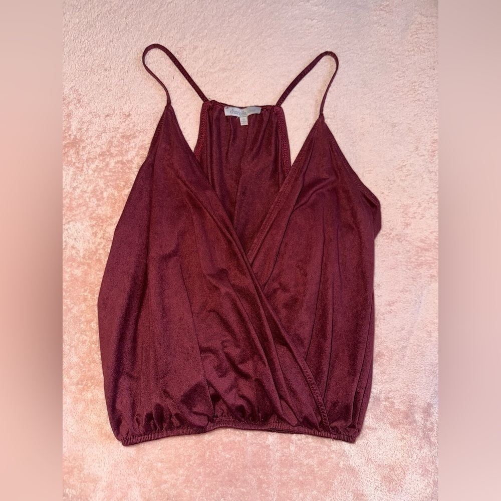 Charlotte Russe Womens Purple Velvet deep Vneck Spaghetti Strap Cami Size Small
